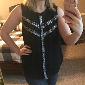 Black Blouse w/ White Tribal Pattern